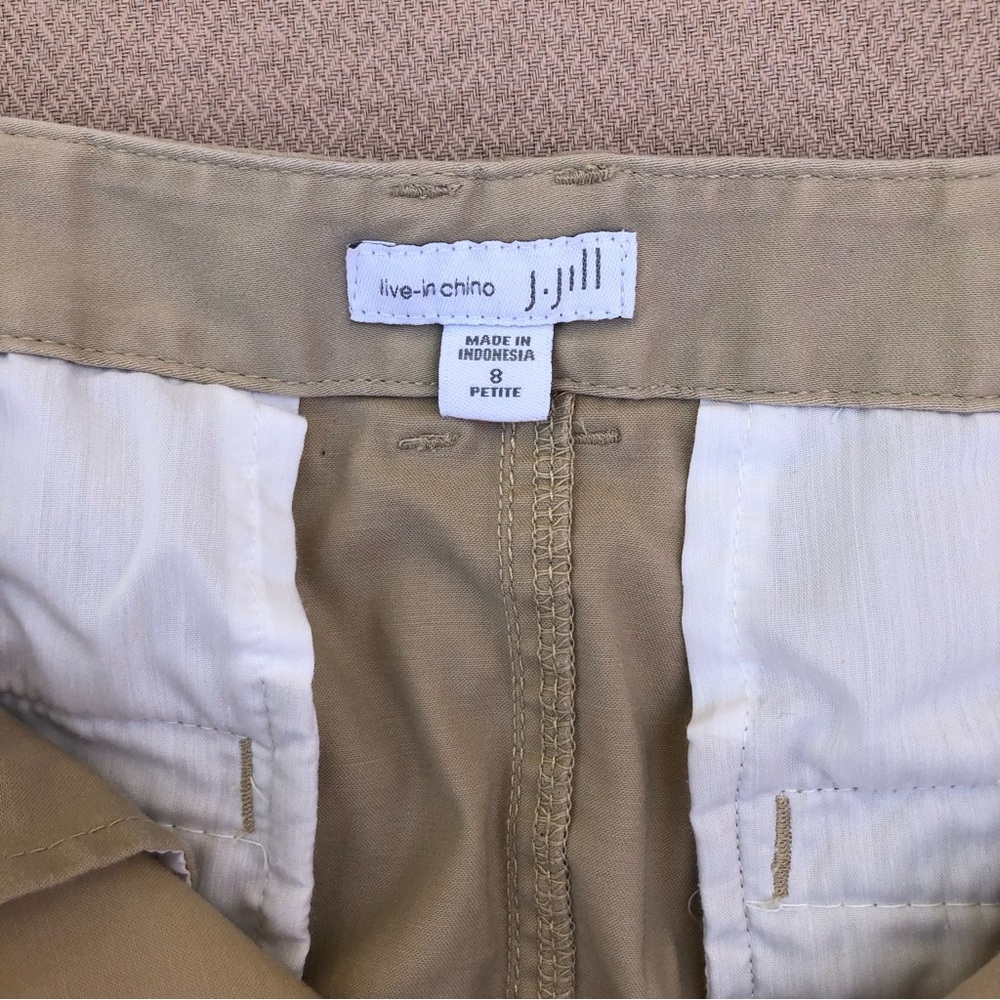 j.Jill Cotton Blend Stretchy Zipper/Button Pocket Over The Knee Khaki Skirt 8 P - Picture 9 of 9